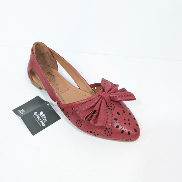 Spring Step Shoes - Spring Step Bowtiful Flat NEW Eu 40 Women Red Leather Slip on Shoes d'orsay